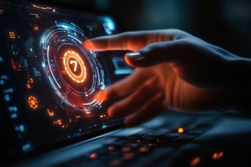 24 7 Customer Service Support with Glowing Clock and Communication Symbols in Cyberpunk Style