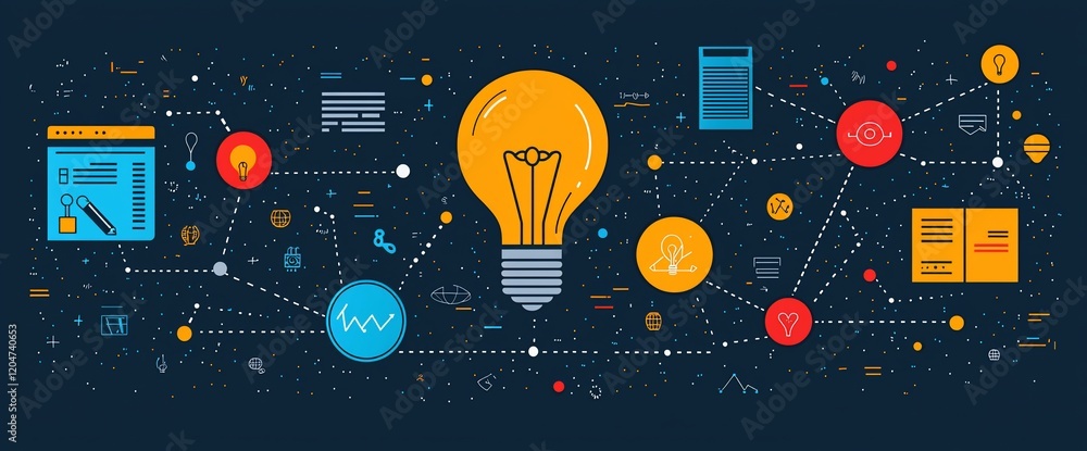 Poster Idea generation, innovation, and interconnected concepts.