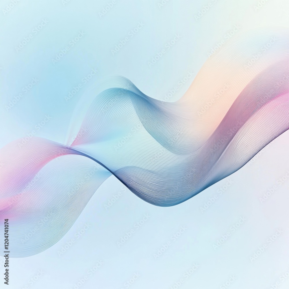 Aufkleber Gentle waves of pastel colors flowing across a soft background creating an ethereal visual experience. Generative AI