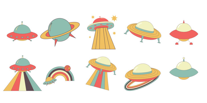 Naklejki Ufo Retro Set