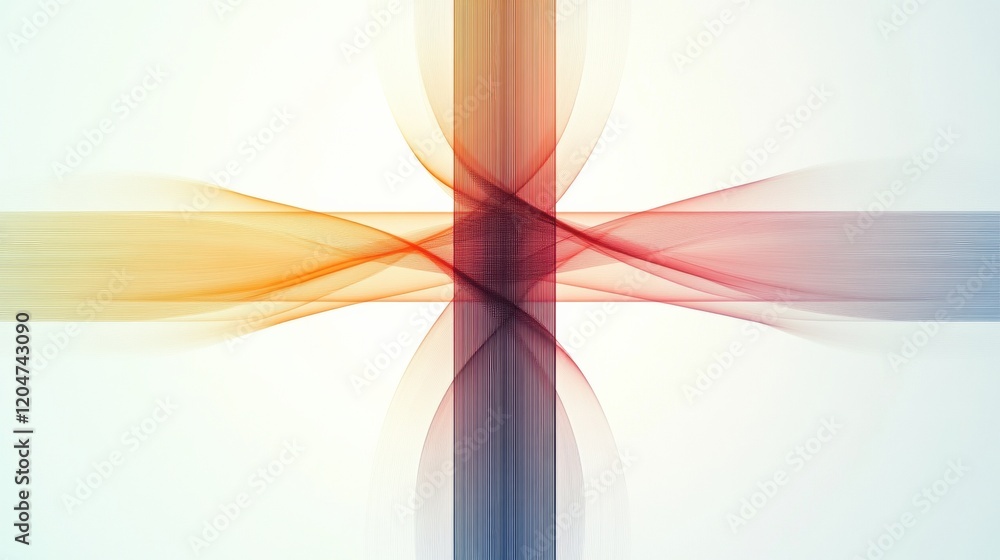 Aufkleber Colorful abstract lines intersecting in a dynamic pattern on a light background with soft curves and gradients. Generative AI