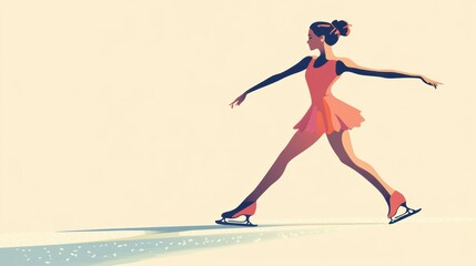 Fototapeta premium Beautiful female skating on ice surface.