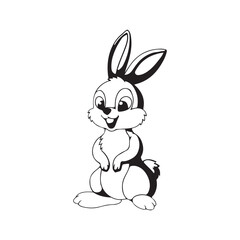 rabbit with carrot, Black and white background