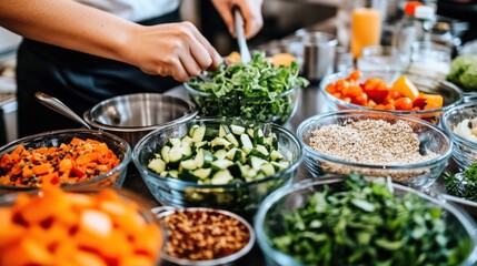 Obraz premium Vibrant Salad Bar: Fresh Ingredients, Healthy Choices