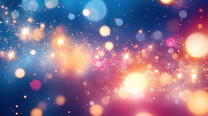 Fototapeta premium Winter Celebration with Bokeh Sparkles and Warm Glow in a Joyful Night Sky