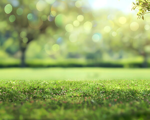 Grass Field with Out-of-Focus Trees and Bokeh