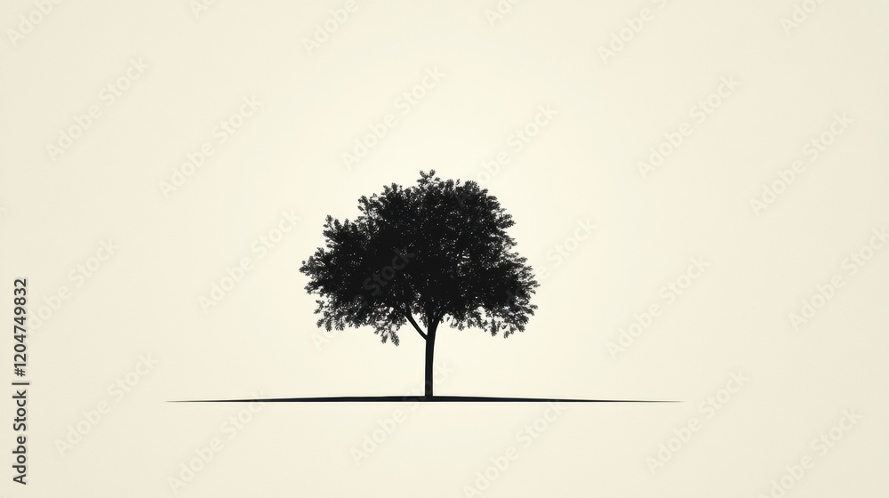 Aufkleber silhouette of a solitary tree with a simple background at dusk capturing the stillness of nature. ge