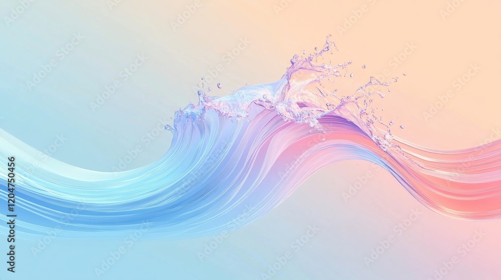 Poster soft waves of color create a serene atmosphere with gentle splashes of water during a calm sunset ho