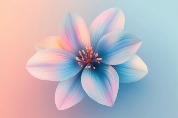 Fototapeta premium Colorful blossom enhances the serene atmosphere of a soft gradient background during a calming moment. Generative AI