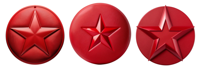 Three red star symbols representing strong cultural significance in design.