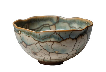 Fototapeta premium Elegant Craquelure Ceramic Bowl: A Study in Texture and Hue