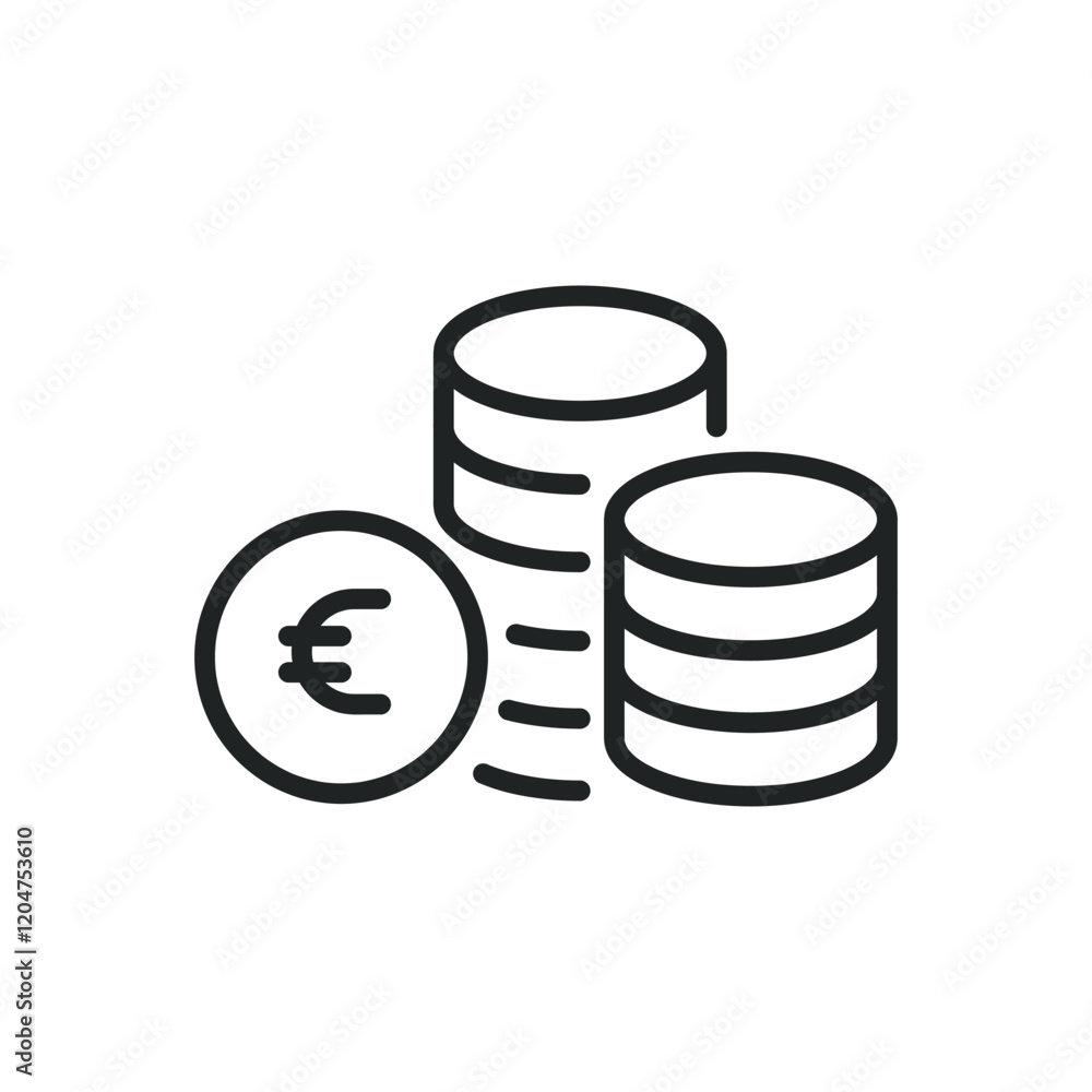 Poster coin stack thin line icons. editable stroke and perfect pixel on transparent background