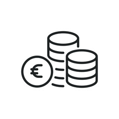 Coin stack thin line icons. Editable stroke and Perfect pixel on transparent background
