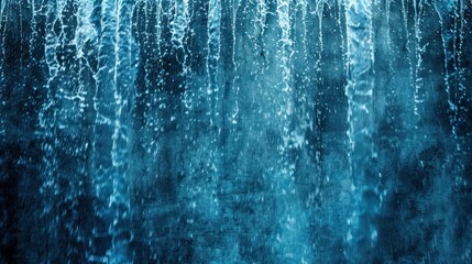 Waterfall texture isolated on blue background, AI generated image