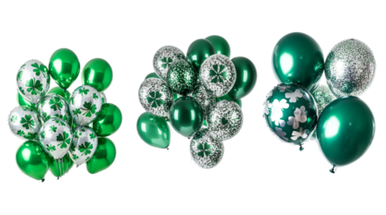 Green balloons isolated on white background. Concept of party, celebration or festival decoration.