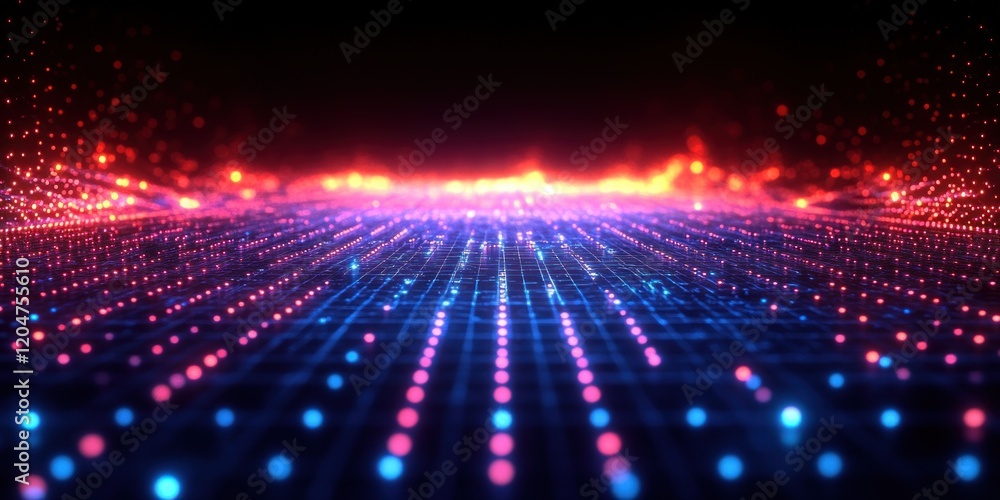 Aufkleber Futuristic Digital Landscape with Data Connectivity and Automatic Document Management System for Business Efficiency and Security