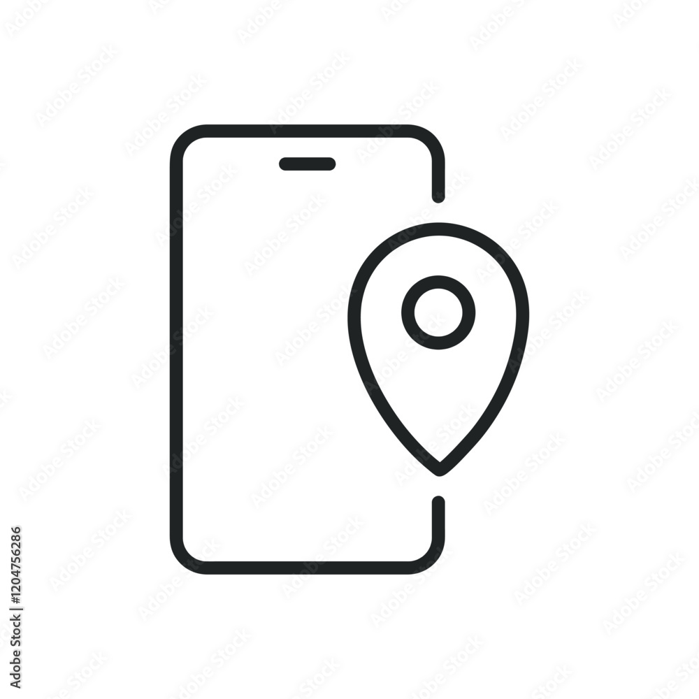 Poster smartphone location thin line icons. editable stroke and perfect pixel on transparent background