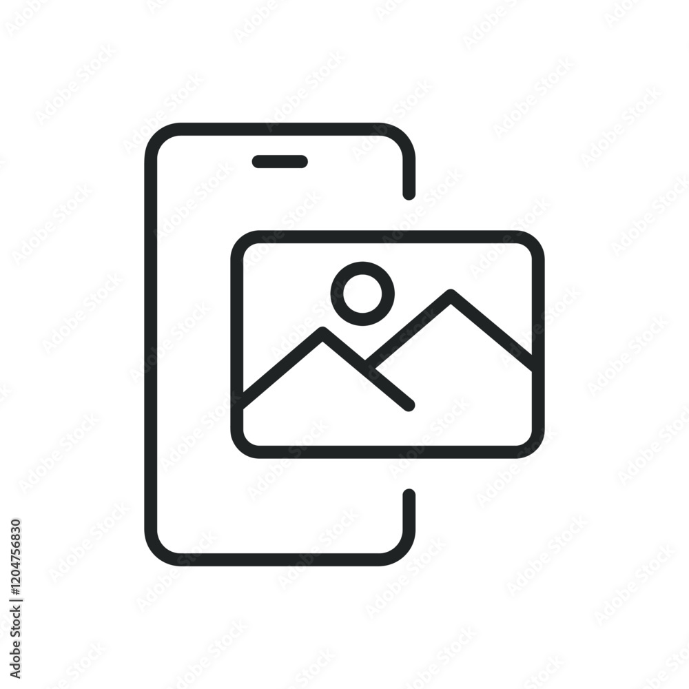 Poster smartphone image thin line icons. editable stroke and perfect pixel on transparent background