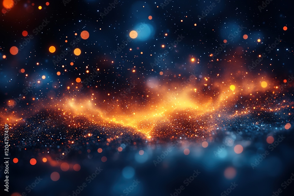 Poster glowing particles and vibrant colors create a mesmerizing abstract scene. perfect for backgrounds or