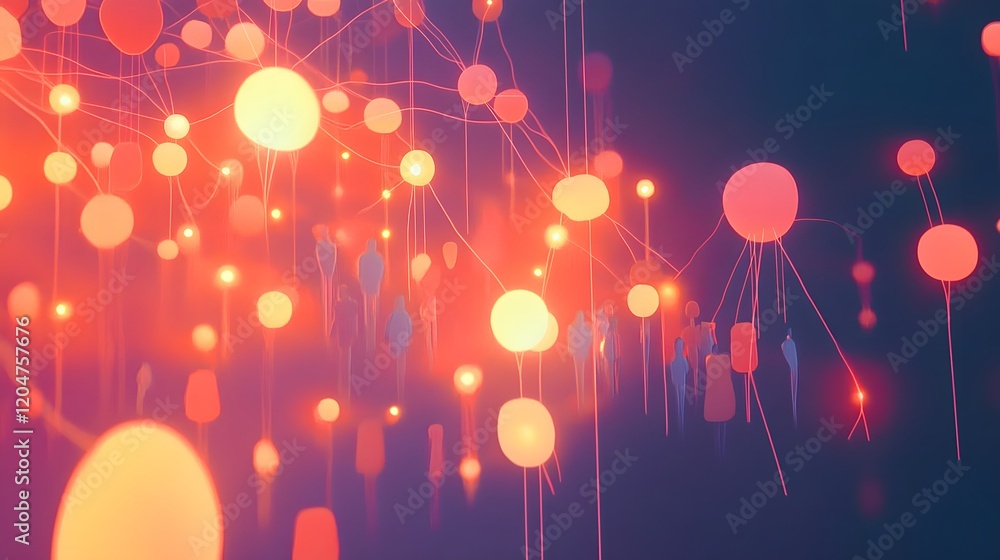 Poster abstract network illumination representing connected individuals