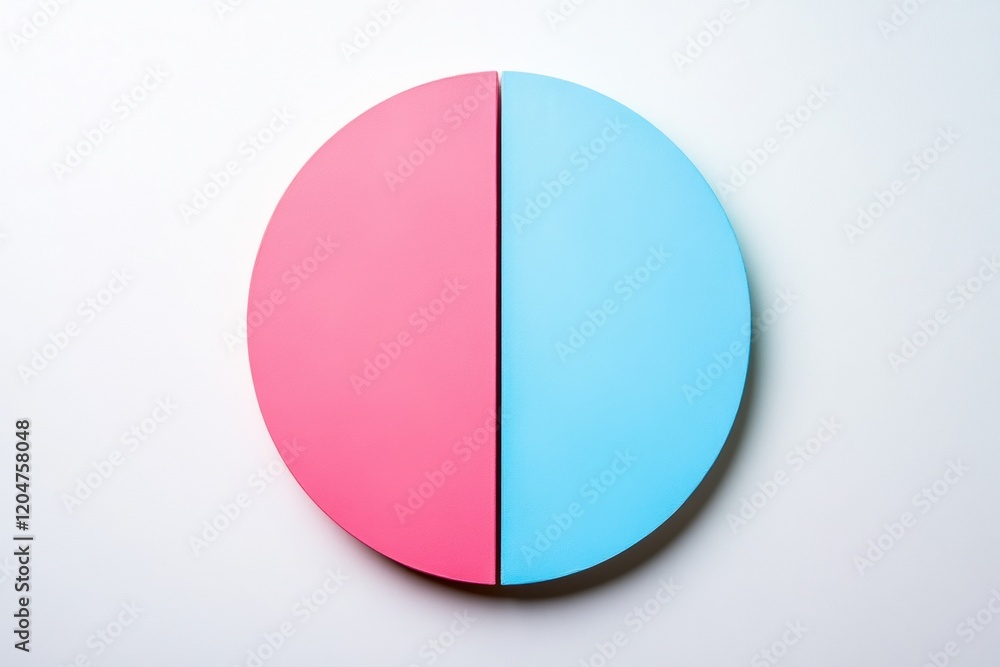 Aufkleber colorful circular design split into pink and blue halves on a clean white background in contemporary