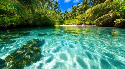 Obraz premium tropical paradise: crystal clear lagoon - tropical escapes/vacations