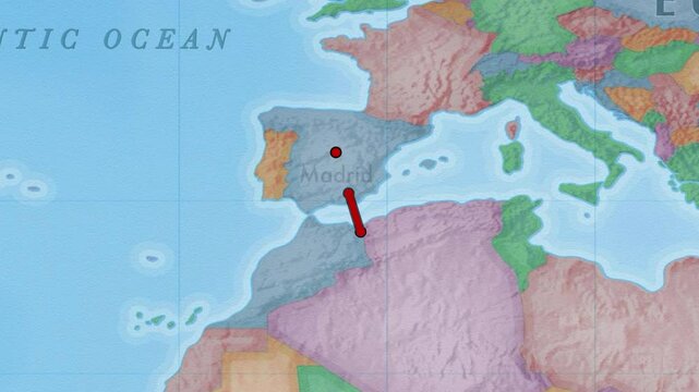 Educational maps of a route from Oujda to Madrid