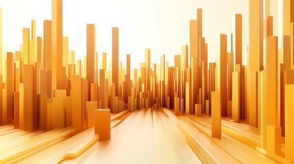 Obraz premium A cityscape with tall buildings and a bright yellow background