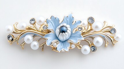Fototapeta premium Elegant Pearl Crystal Flower Brooch