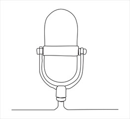 One continuous line drawing of microphone sound system. single line drawing of microphone.  illustration of microphone. editable stroke