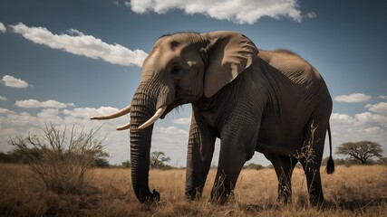 Obraz premium an elephant is in the savanna