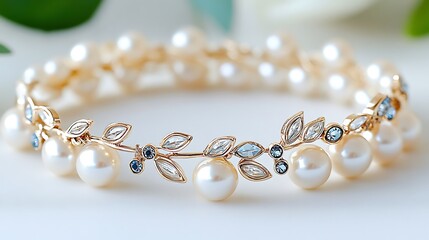 Obraz premium Elegant Pearl Crystal Bracelet Jewelry Fashion Accessory