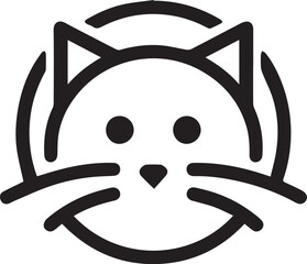 Simple cat logo on black and white background
