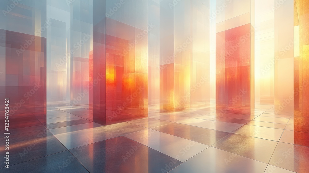 Aufkleber floating translucent squares surreal minimalist background