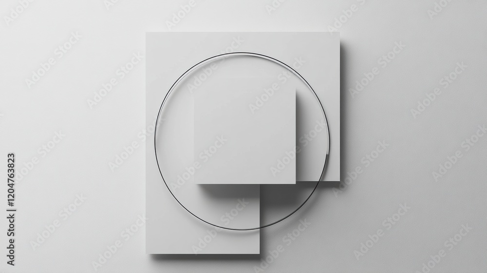 Poster Creative abstract arrangement featuring geometric shapes and a circular element on a neutral background with minimalist design. Generative AI