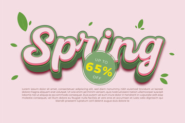 Spring Sale Up To 65 Off with text effect