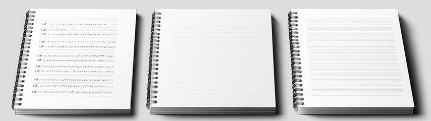 Three Spiral Notebooks Music Staff And Lines