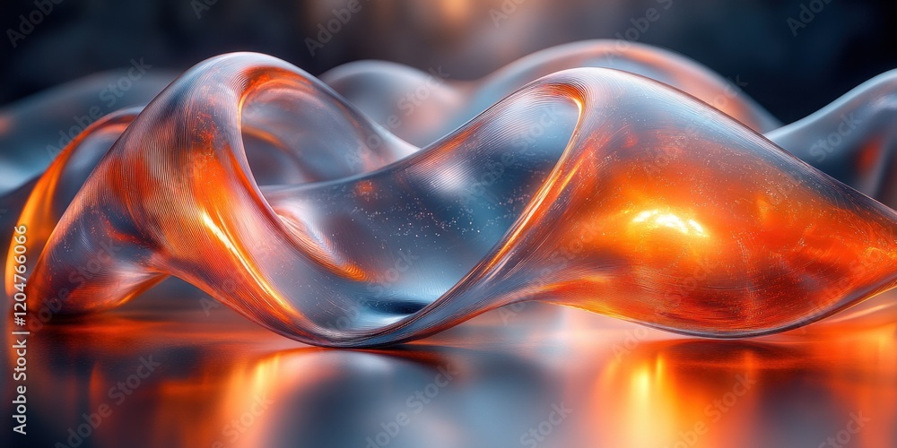 Poster futuristic abstract design with translucent swirling rings and soft daylight gradient