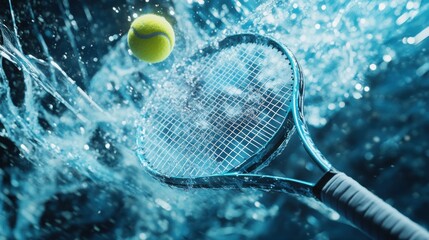 Dynamic tennis shot underwater pool sports action aquatic environment close-up view