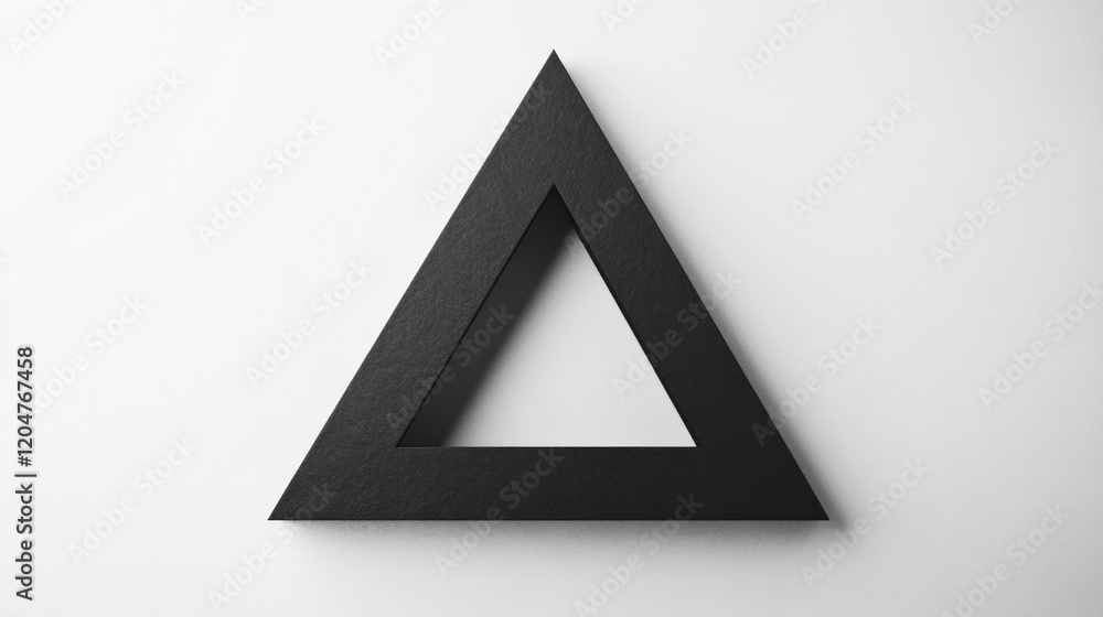 Poster black triangular shape on a clean white background highlighting minimalist design elements and geome