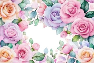 Fototapeta premium Valentine's day love blossoms watercolor style floral heart romantic art soft colors