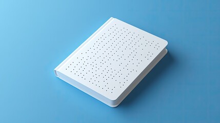 White Book With Perforated Cover On Blue Background