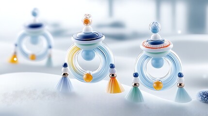 Elegant Blue   Orange Statement Earrings