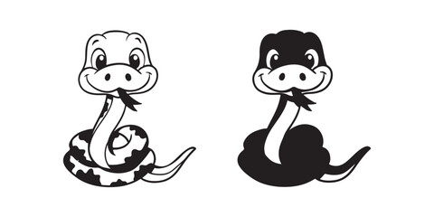 Two animals snake in the form of snake, Black and white background