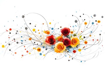 Valentine's day watercolor style love roses floral arrangement romantic art creative design