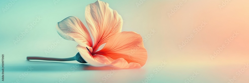 Leinwandbilder delicate hibiscus flower resting on a smooth surface with soft pastel colors in the background. gene