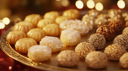 Fototapeta premium Delicious assorted sweets in a cozy setting for festive indulgence