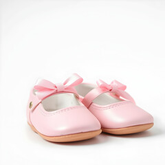 Pink baby girl shoes isolated on the blank background