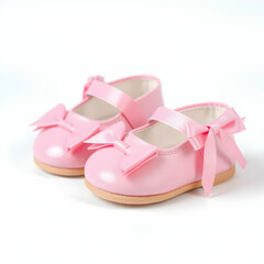 Pink baby girl shoes isolated on the blank background