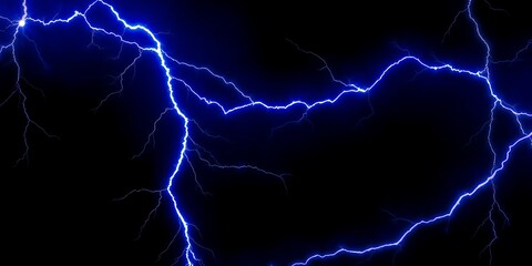 Fototapeta premium Blue lightning frame border with black center for design projects or presentations, design, blue lightning, lightning in the night sky, Flash of lightning background, banner design. Thunderstorm